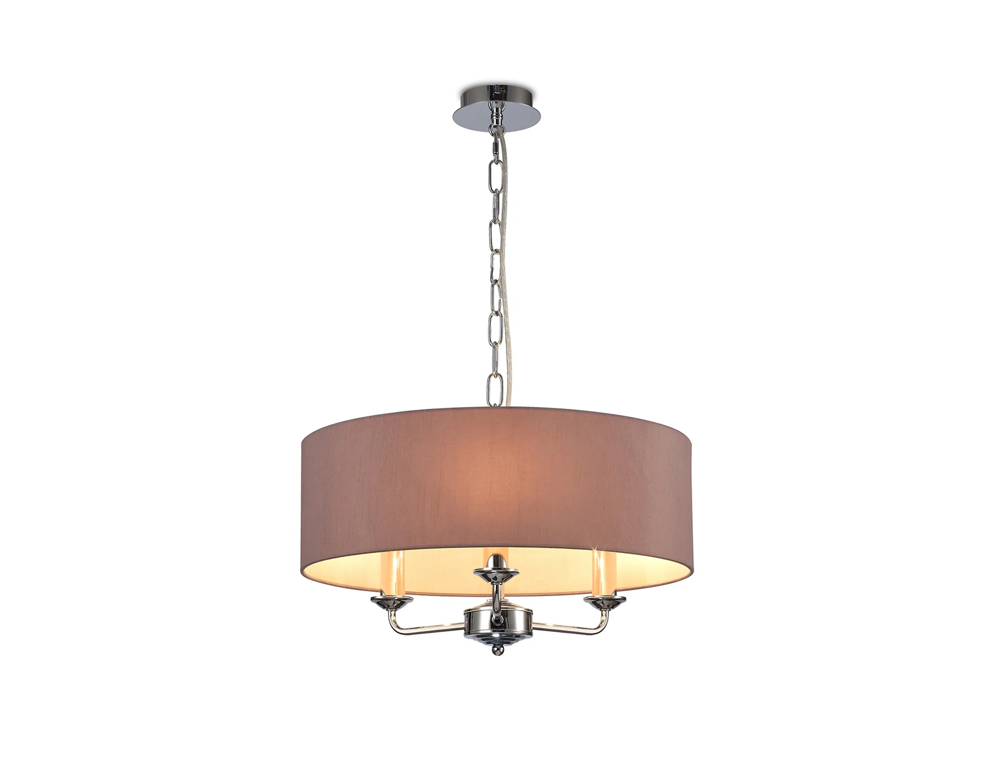 Banyan 45cm 3 Light Pendant Polished Chrome; Taupe/Halo Gold